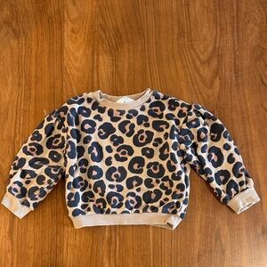 H&M Kids Leopard Puff-Sleeve Sweatshirt - Tan & Black